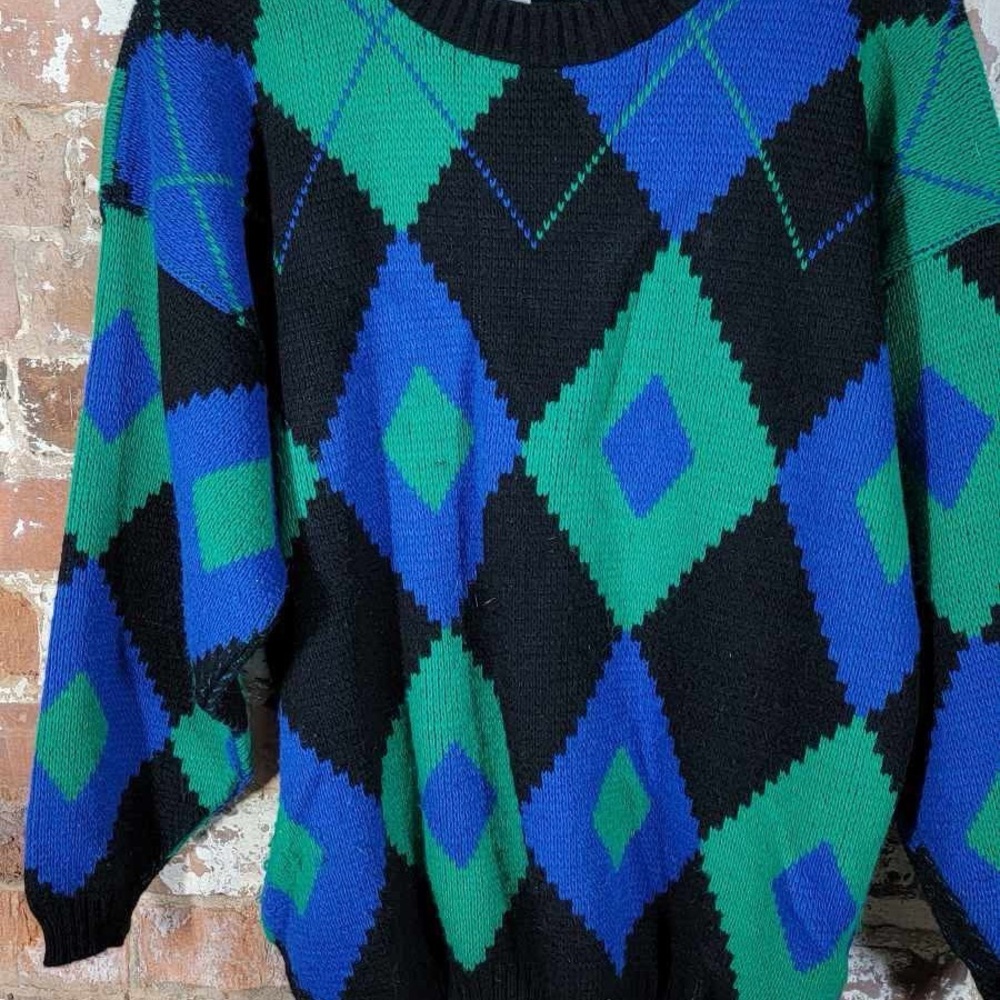 Cuddle Knit Black and Blue Sweater